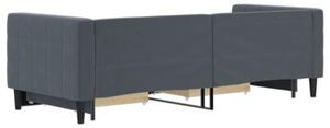 Sofa rozsuwana z szufladami, ciemnoszara, 80x200 cm, aksamit