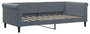 Sofa rozsuwana z szufladami, ciemnoszara, 90x190 cm, aksamit