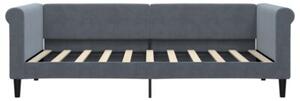 Sofa rozsuwana z szufladami, ciemnoszara, 90x190 cm, aksamit