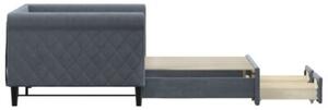 Sofa rozsuwana z szufladami, ciemnoszara, 90x190 cm, aksamit