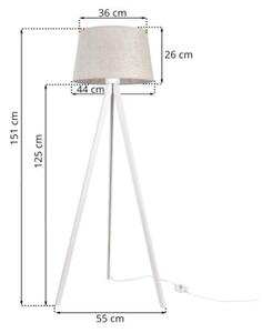 Lampa podłogowa trójnóg biały Light Home LH Len 1xE27 44cm abażur stożek jasny beżowy L01