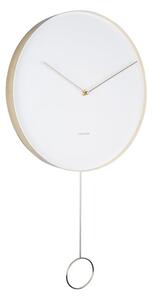 Biały wahadłowy zegar ścienny Karlsson Pendulum, ø 34 cm