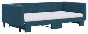 Sofa rozsuwana z materacami, niebieska, 100x200 cm, aksamit