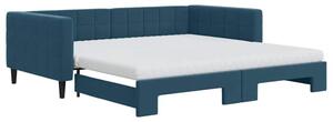 Sofa rozsuwana z materacami, niebieska, 100x200 cm, aksamit