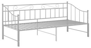 Sofa z wysuwaną ramą łóżka, szara, metalowa, 90x200 cm
