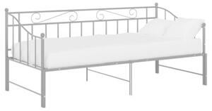 Sofa z wysuwaną ramą łóżka, szara, metalowa, 90x200 cm