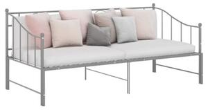 Sofa z wysuwaną ramą łóżka, szara, metalowa, 90x200 cm