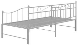 Sofa z wysuwaną ramą łóżka, szara, metalowa, 90x200 cm