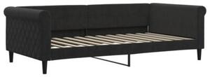 Sofa rozsuwana z szufladami, czarna, 100x200 cm, aksamit