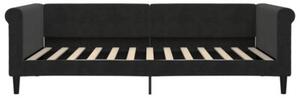 Sofa rozsuwana z szufladami, czarna, 100x200 cm, aksamit
