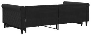 Sofa rozsuwana z szufladami, czarna, 100x200 cm, aksamit