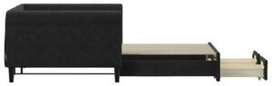 Sofa rozsuwana z szufladami, czarna, 100x200 cm, aksamit