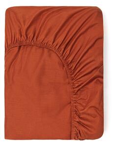 Ciemnopomarańczowe bawełniane prześcieradło elastyczne Good Morning, 140x200 cm