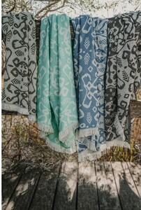 Niebieski pled z domieszką bawełny Euromant Summer Mykonos, 140x180 cm