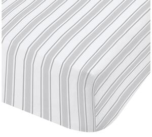 Szaro-białe bawełniane prześcieradło Bianca Check And Stripe, 135x190 cm