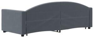 Sofa rozsuwana z szufladami, ciemnoszara, 80x200 cm, aksamit