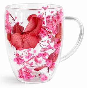 Szklanka termiczna z kwiatami w środku, gipsówka róż 300 ML 1szt SZK204