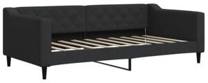 Sofa rozsuwana z szufladami, czarna, 90x190 cm, tkanina