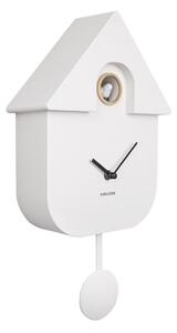 Biały wahadłowy zegar ścienny Karlsson Modern Cuckoo, 21,5x41,5 cm