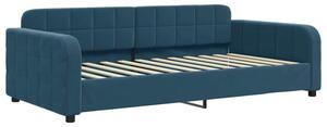 Sofa z funkcją spania, niebieska, 100x200 cm, obita aksamitem