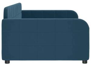 Sofa z funkcją spania, niebieska, 100x200 cm, obita aksamitem