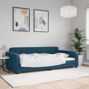 Sofa z funkcją spania, niebieska, 100x200 cm, obita aksamitem