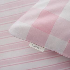Różowa bawełniana pościel Bianca Check And Stripe, 135x200 cm