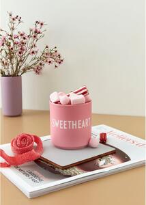 Różowy porcelanowy kubek Design Letters Sweetheart, 300 ml