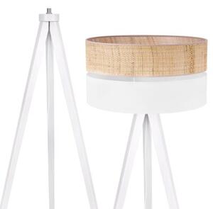 Lampa podłogowa trójnóg biały Light Home LH Rattan Duo 1xE27 45cm abażur walec biały/beżowy
