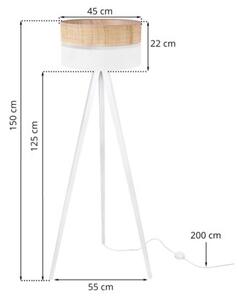 Lampa podłogowa trójnóg biały Light Home LH Rattan Duo 1xE27 45cm abażur walec biały/beżowy