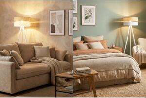 Lampa podłogowa trójnóg biały Light Home LH Rattan Duo 1xE27 45cm abażur walec biały/beżowy