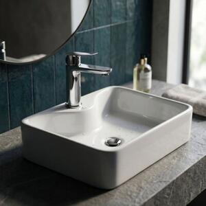Umywalka nablatowa prostokątna AURA ceramiczna 47 cm Biała