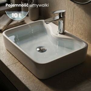 Umywalka nablatowa prostokątna AURA ceramiczna 47 cm Biała