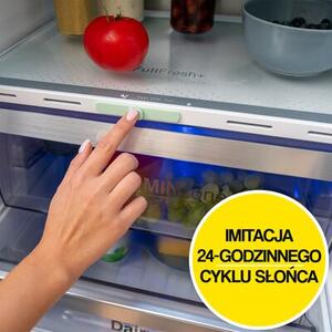 Lodówka GRUNDIG GKPN66940LXRW No Frost 203.5cm Ciemny Inox VitaminZone - wygodna szuflada na warzywa