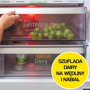Lodówka GRUNDIG GKPN66940LXRW No Frost 203.5cm Ciemny Inox VitaminZone - wygodna szuflada na warzywa