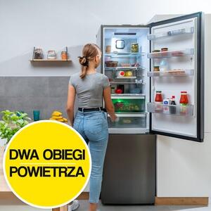 Lodówka GRUNDIG GKPN66940LXRW No Frost 203.5cm Ciemny Inox VitaminZone - wygodna szuflada na warzywa