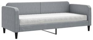 Sofa z materacem do spania, jasnoszara, 80x200 cm, tkanina