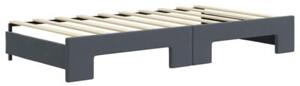 Sofa rozsuwana z materacami, ciemnoszara, 90x190 cm, aksamit