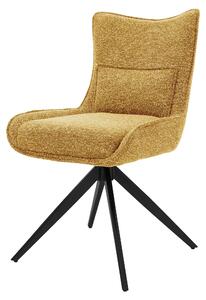 Krzesło ML-Design do jadalni, obrotowe, krzesło kuchenne, tapicerowane tkaniną, krzesło z oparciem, obrotowe o 360 stopni, tapicerowane krzesło, nowoczesne fotele, kolor musztardowy