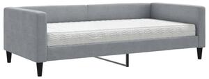 Sofa z materacem do spania, jasnoszara, 100x200 cm, tkanina