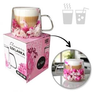 Szklanka termiczna z hortensją w środku róż 180 ML 1szt SZK188