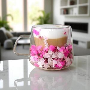Szklanka termiczna z hortensją w środku róż 180 ML 1szt SZK188