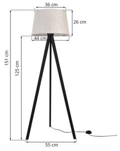 Lampa podłogowa trójnóg czarny Light Home LH Len 1xE27 44cm abażur stożek jasny beżowy L01