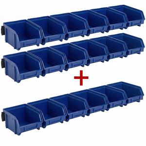 Stalowe listwy z pojemnikami z tworzywa sztucznego, 2+1 GRATIS, niebieski