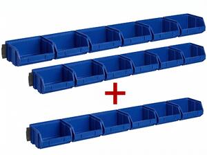 Stalowe listwy z pojemnikami z tworzywa sztucznego, 2+1 GRATIS, niebieski