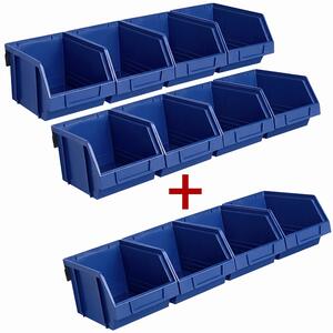 Stalowe listwy z pojemnikami z tworzywa sztucznego, 2+1 GRATIS, niebieski