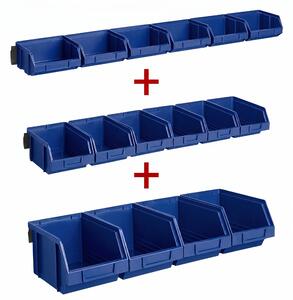 Stalowe listwy z pojemnikami z tworzywa sztucznego 2+1 GRATIS, niebieski