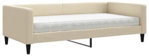 Sofa z materacem do spania, kremowa, 100x200 cm, tkanina