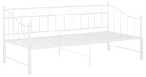 Sofa z wysuwaną ramą łóżka, biała, metalowa, 90x200 cm