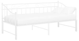 Sofa z wysuwaną ramą łóżka, biała, metalowa, 90x200 cm